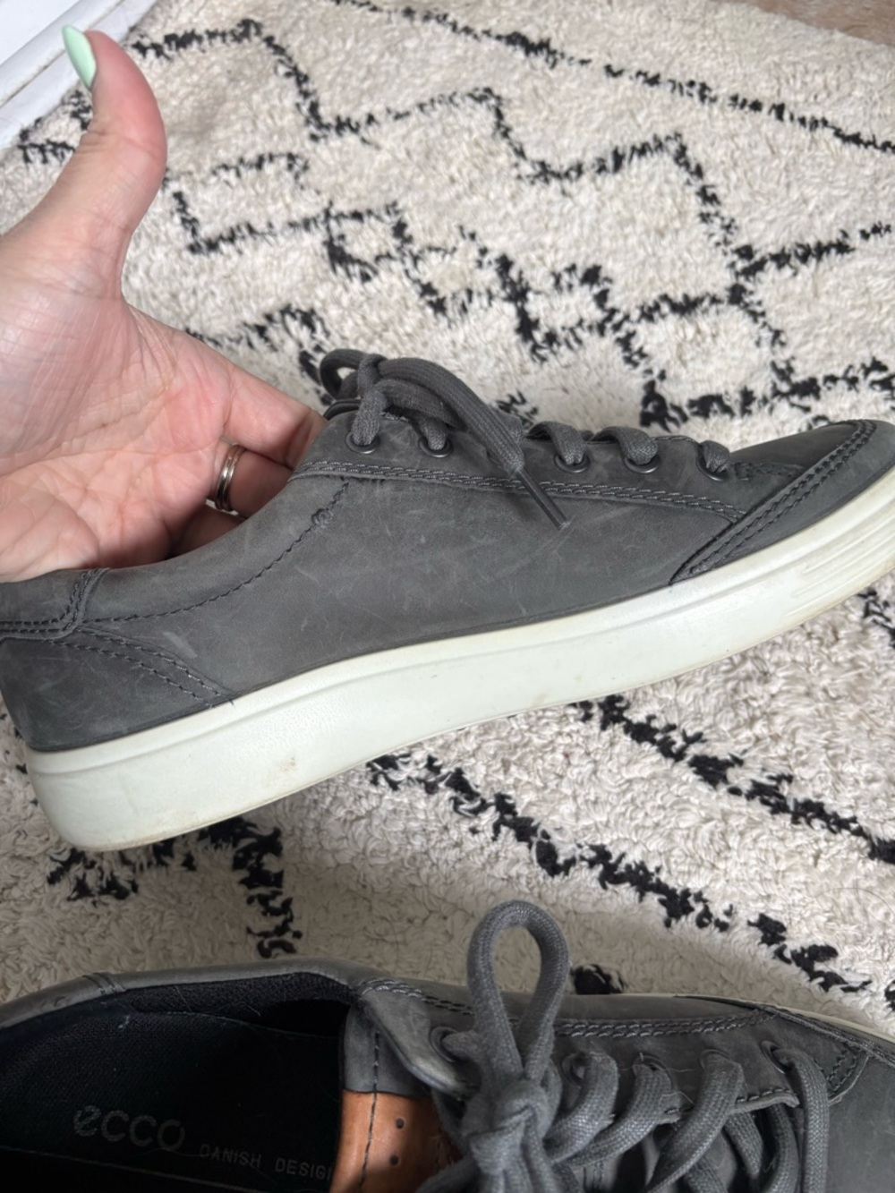 Ecco Mens Soft 7 Sneakers Gray Leather Lace Up Low Top Shoes Size 8 US 42 EU - Picture 5 of 11